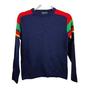 Vintage 80s Meister Ski Sweater Wool Blue Size Small - FLAW